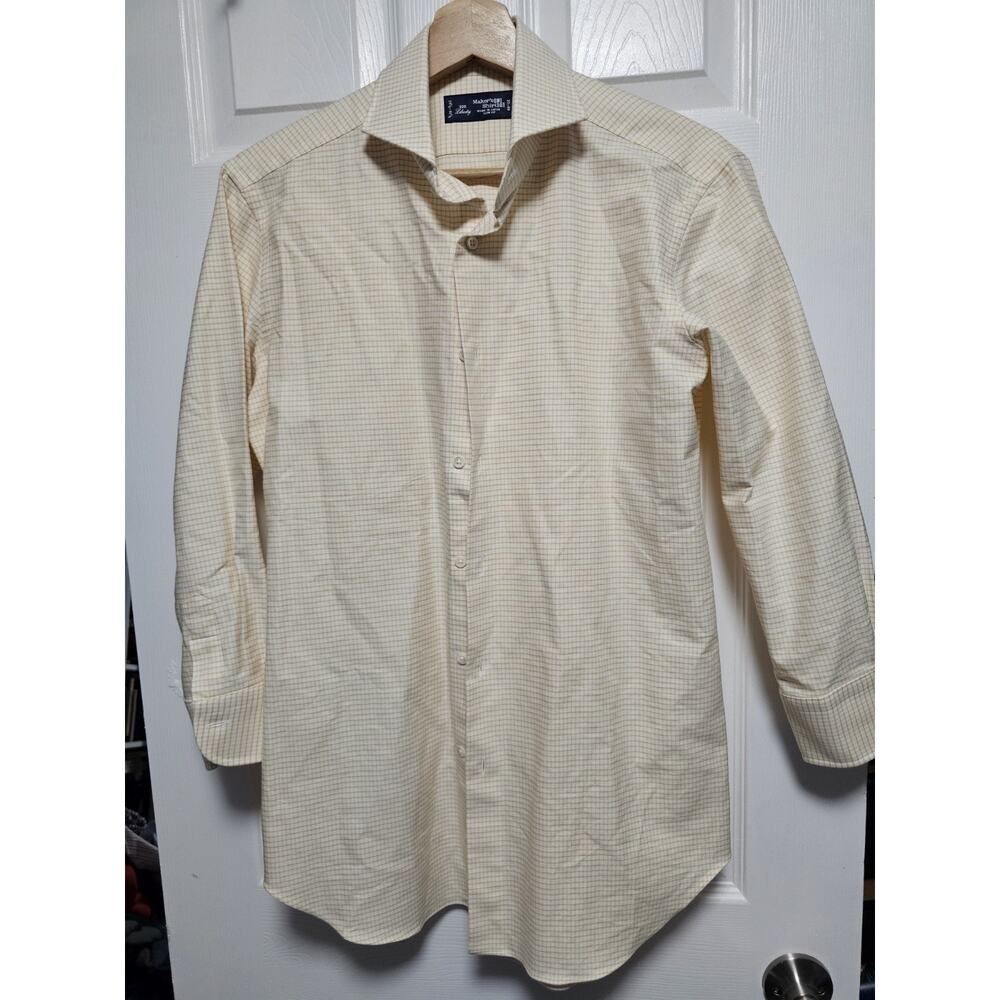 Kamakura Shirt Makers Liberty 225 Yellow Striped Dress Shirt 15.5-31.5 Japan